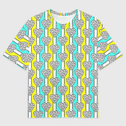 Футболка оверсайз мужская Striped multicolored pattern with hearts, цвет: 3D-принт