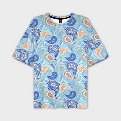 Мужская футболка оверсайз Турецкий огурец Turkish cucumber blue pattern