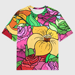 Мужская футболка оверсайз Красочные летние цветы Fashion trend