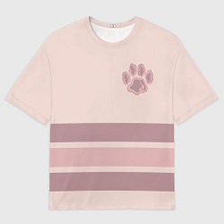 Мужская футболка оверсайз Коричневые полосы на кремовом фоне stripes cream c