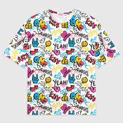 Мужская футболка оверсайз Граффити рожицы