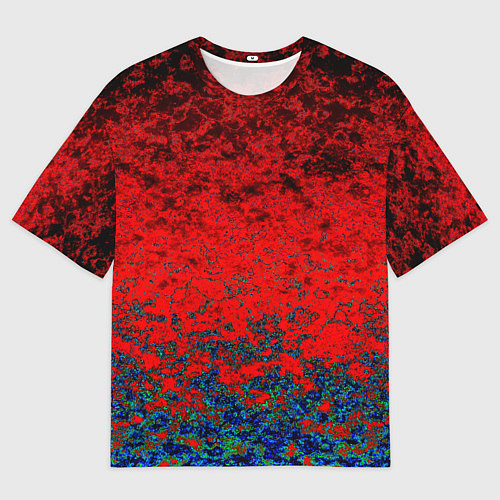 Мужская футболка оверсайз Абстрактный узор мраморный красно-синий / 3D-принт – фото 1