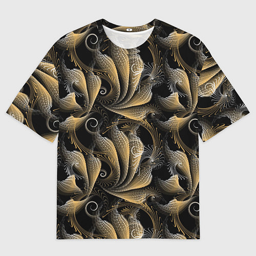 Мужская футболка оверсайз Золотистые абстрактные узоры / 3D-принт – фото 1