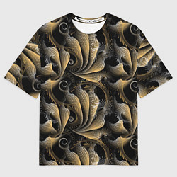 Футболка оверсайз мужская Золотистые абстрактные узоры, цвет: 3D-принт
