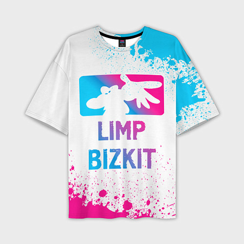 Мужская футболка оверсайз Limp Bizkit Neon Gradient / 3D-принт – фото 1