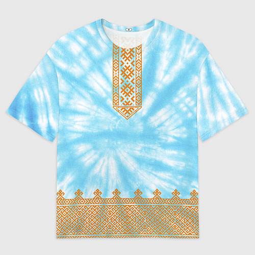 Мужская футболка оверсайз Славянская тай-дай рубаха / 3D-принт – фото 1