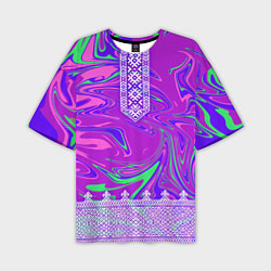 Футболка оверсайз мужская Славянская рубаха с разводами, цвет: 3D-принт