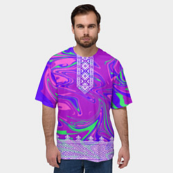 Футболка оверсайз мужская Славянская рубаха с разводами, цвет: 3D-принт — фото 2