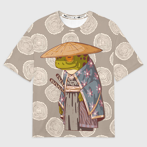 Мужская футболка оверсайз Самурай-лягушка воин / 3D-принт – фото 1