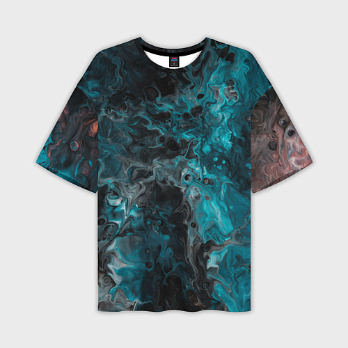 Мужская футболка оверсайз Неоновая краска во тьме - Светло-синий / 3D-принт – фото 1