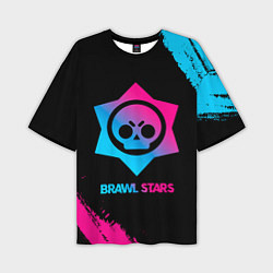 Мужская футболка оверсайз Brawl Stars Neon Gradient