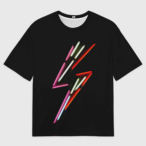 Мужская футболка оверсайз Неоновый знак молнии - Красный / 3D-принт – фото 1