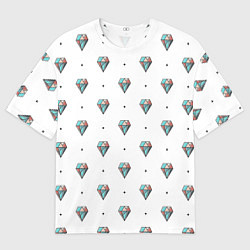 Мужская футболка оверсайз Разноцветные Бриллианты На Белом Фоне