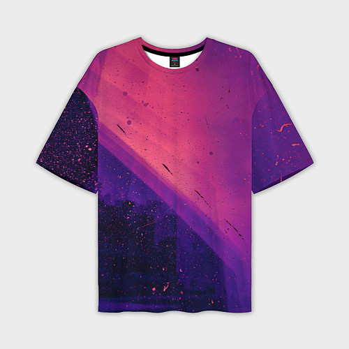 Мужская футболка оверсайз Неоновая пыль и лучи - Тёмно-розовый / 3D-принт – фото 1
