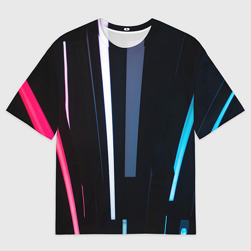 Мужская футболка оверсайз Неоновое множество фонарей - Белый / 3D-принт – фото 1