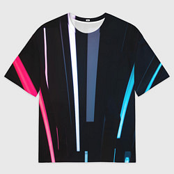 Футболка оверсайз мужская Неоновое множество фонарей - Белый, цвет: 3D-принт