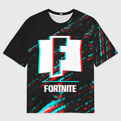 Мужская футболка оверсайз Fortnite в стиле Glitch Баги Графики на темном фон
