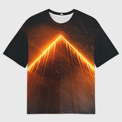 Мужская футболка оверсайз Неоновая крыша здания - Оранжевый / 3D-принт – фото 1