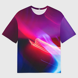 Футболка оверсайз мужская Неоновая палитра цветов - Красный, цвет: 3D-принт