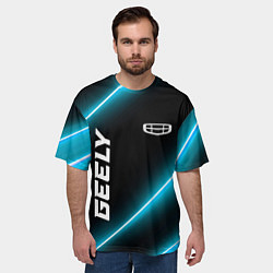 Футболка оверсайз мужская Geely Неоновые Лампы, цвет: 3D-принт — фото 2