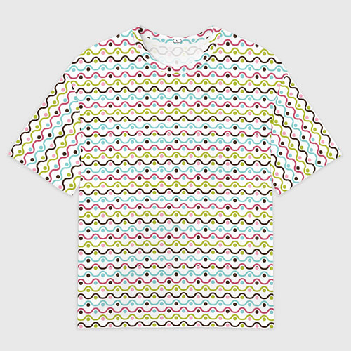 Мужская футболка оверсайз Волнистые линии геометрия / 3D-принт – фото 1