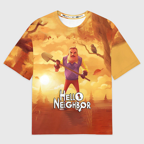 Мужская футболка оверсайз Hello Neighbor Привет сосед Сосед с лопатой / 3D-принт – фото 1