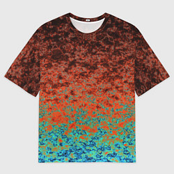 Мужская футболка оверсайз Turquoise brown abstract marble pattern