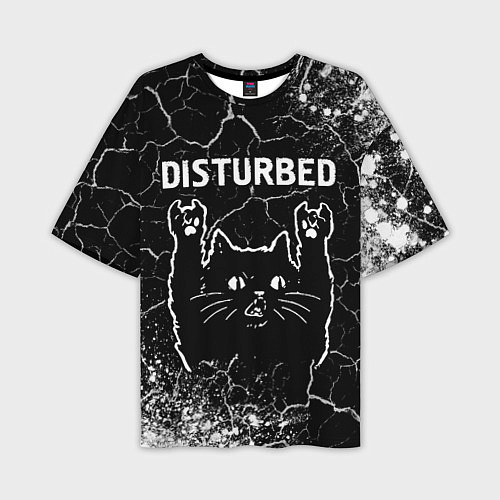 Мужская футболка оверсайз Группа Disturbed и Рок Кот / 3D-принт – фото 1