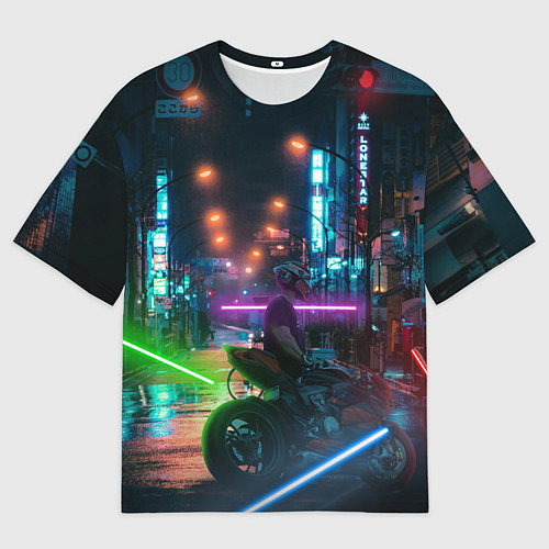 Мужская футболка оверсайз Городской неон / 3D-принт – фото 1