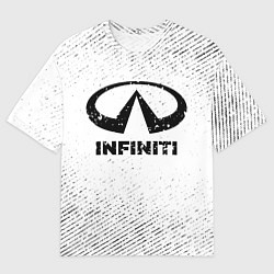 Мужская футболка оверсайз Infiniti с потертостями на светлом фоне