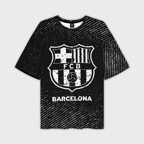 Мужская футболка оверсайз Barcelona с потертостями на темном фоне / 3D-принт – фото 1