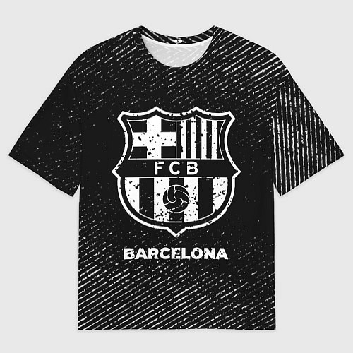 Мужская футболка оверсайз Barcelona с потертостями на темном фоне / 3D-принт – фото 1