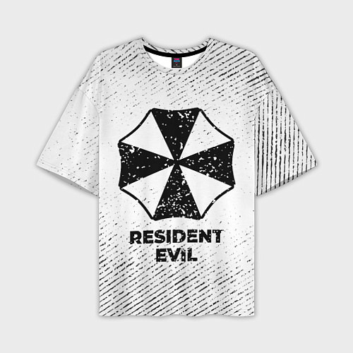 Мужская футболка оверсайз Resident Evil с потертостями на светлом фоне / 3D-принт – фото 1