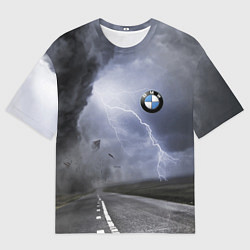 Мужская футболка оверсайз Никакая стихия не остановит BMW