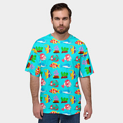 Футболка оверсайз мужская THE UNDERWATER WORLD OF MARINE FISH, цвет: 3D-принт — фото 2