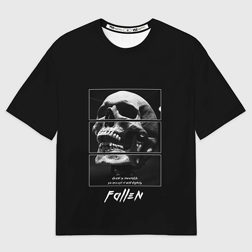 Мужская футболка оверсайз Skull with inscriptions / 3D-принт – фото 1