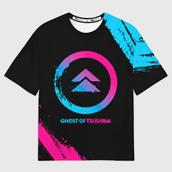 Футболка оверсайз мужская Ghost of Tsushima Neon Gradient, цвет: 3D-принт