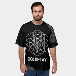 Футболка оверсайз мужская Coldplay Glitch на темном фоне, цвет: 3D-принт — фото 2