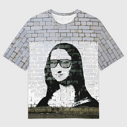 Футболка оверсайз мужская Джоконда на стене в стиле граффити, цвет: 3D-принт