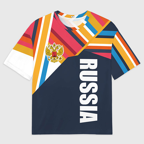 Мужская футболка оверсайз RUSSIA - RETRO COLORS / 3D-принт – фото 1