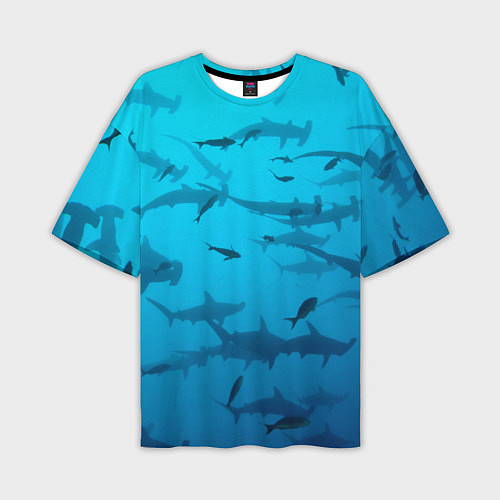 Мужская футболка оверсайз Акулы - океан / 3D-принт – фото 1