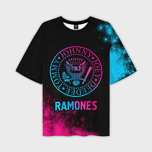 Мужская футболка оверсайз Ramones Neon Gradient / 3D-принт – фото 1