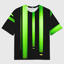 Футболка оверсайз мужская Абстрактные неоновые колбы с кислотой - Зелёный, цвет: 3D-принт