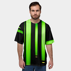 Футболка оверсайз мужская Абстрактные неоновые колбы с кислотой - Зелёный, цвет: 3D-принт — фото 2
