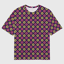 Мужская футболка оверсайз Желто-бордовые кружки паттерн