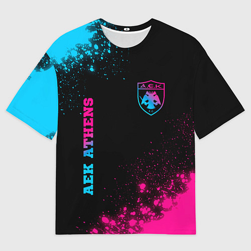 Мужская футболка оверсайз AEK Athens - Neon Gradient / 3D-принт – фото 1