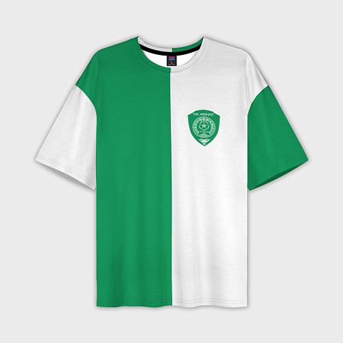 Мужская футболка оверсайз ФК Ахмат бело-зеленая форма / 3D-принт – фото 1