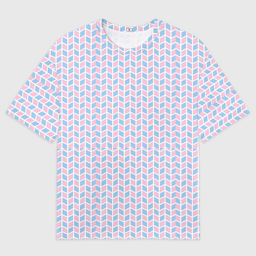 Мужская футболка оверсайз Голубые и розовые кирпичики / 3D-принт – фото 1