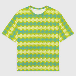 Футболка оверсайз мужская Зеленые и белые кружки, цвет: 3D-принт