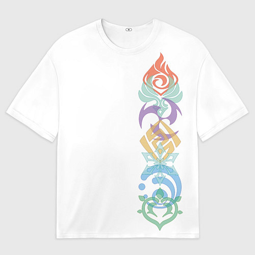 Мужская футболка оверсайз Узор Genshin Elements / 3D-принт – фото 1